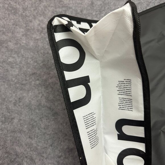 Lululemon Reusable Tote Black White Classic Shopping Bag Snap Closure Authentic - Picture 3 of 5